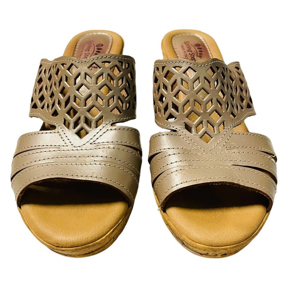 Spring Step Platform Wedge Laser Cut Sandals Women's Size EUR 39 US 8  Leather - Picture 2 of 6